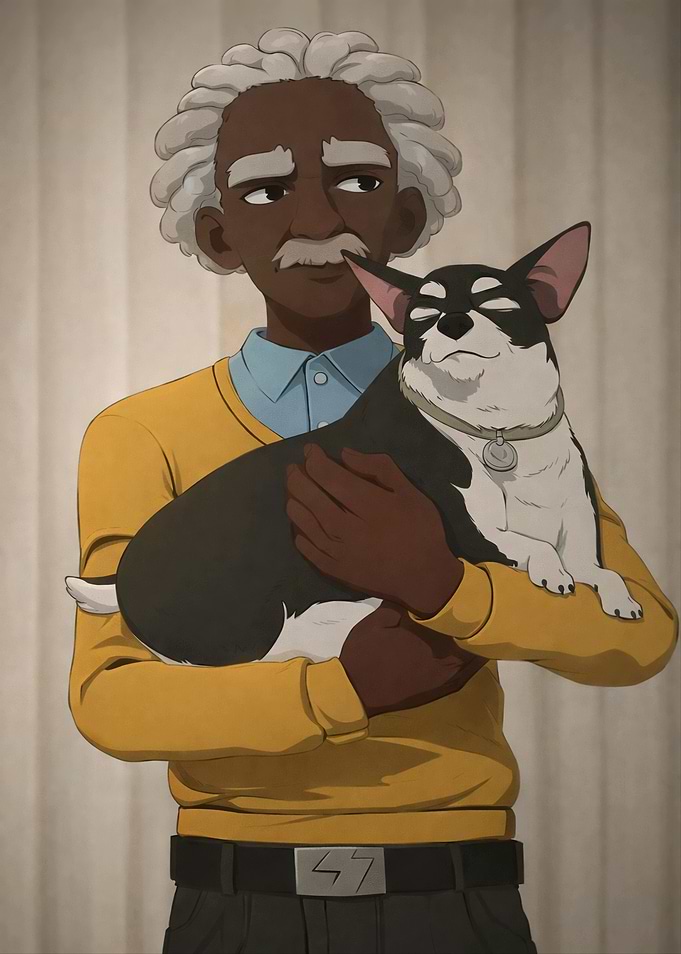 Elderly Man Holding a Chihuahua