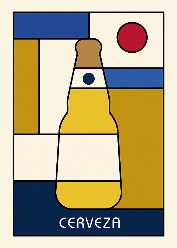 Cerveza Bottle Beer Geometric Art