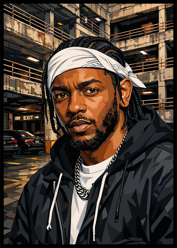 Vector Portrait of Kendrick Lamar in Parking Garage