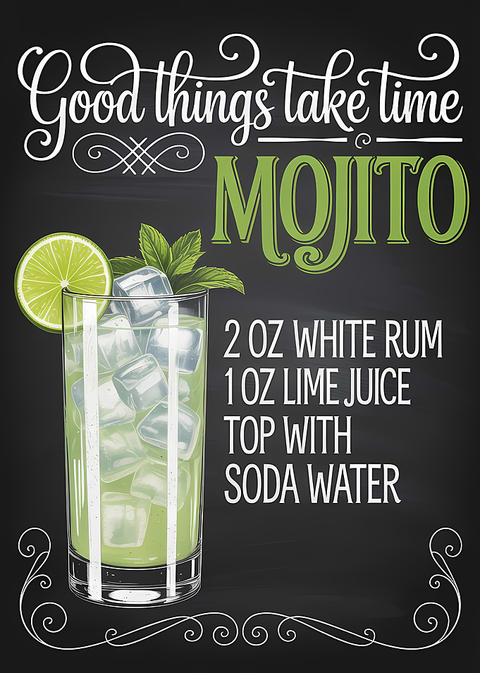 Mojito Recipe Chalkboard Art