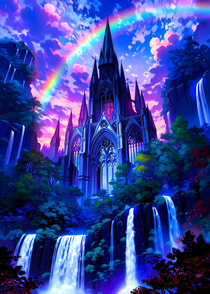 Fantasy Rainbow Castle Cascades