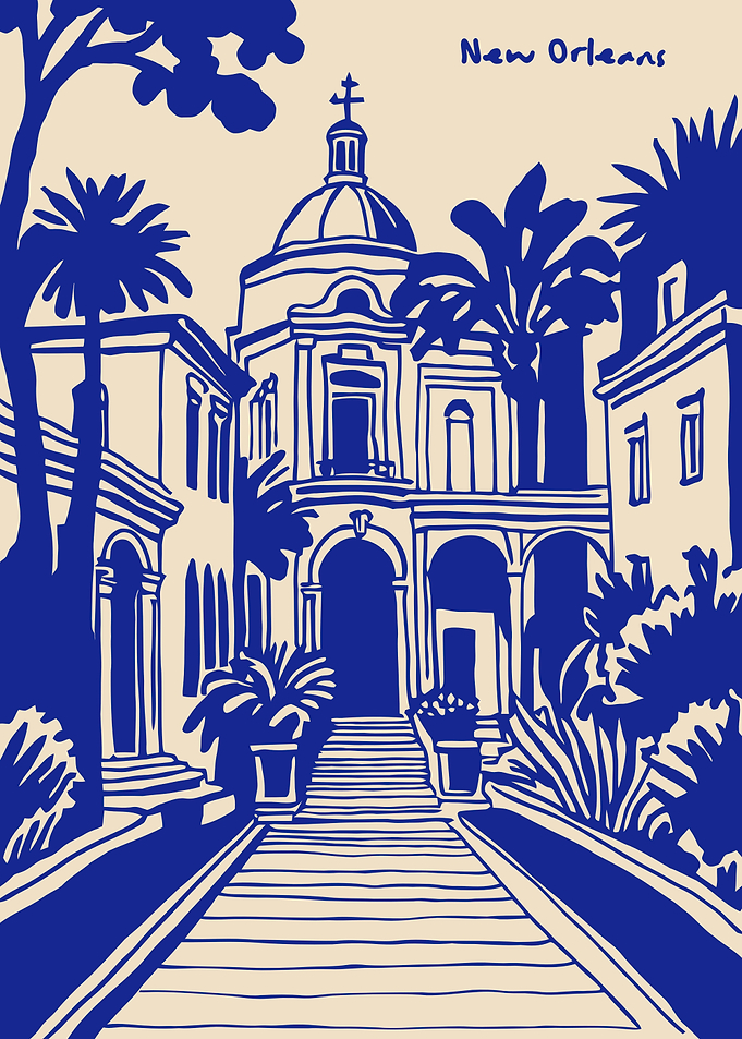 New Orleans Architecture and Palm Trees