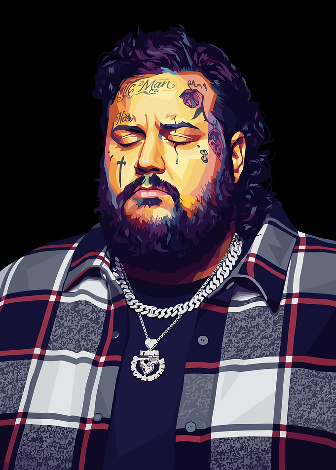 Portrait of a tattooed Jelly Roll
