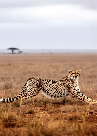 Cheetah running in the savanna