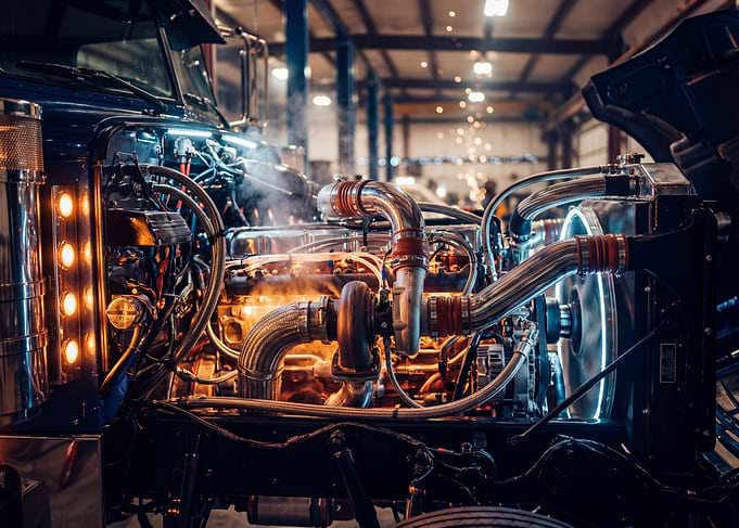 Truck Engine Repair in Workshop