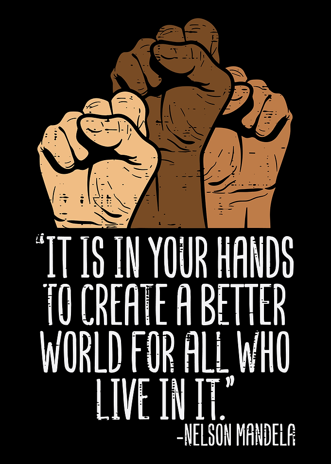 Nelson Mandela Quote Poster, Unity Raised Fists Wall Art, Inspirational Equality Print