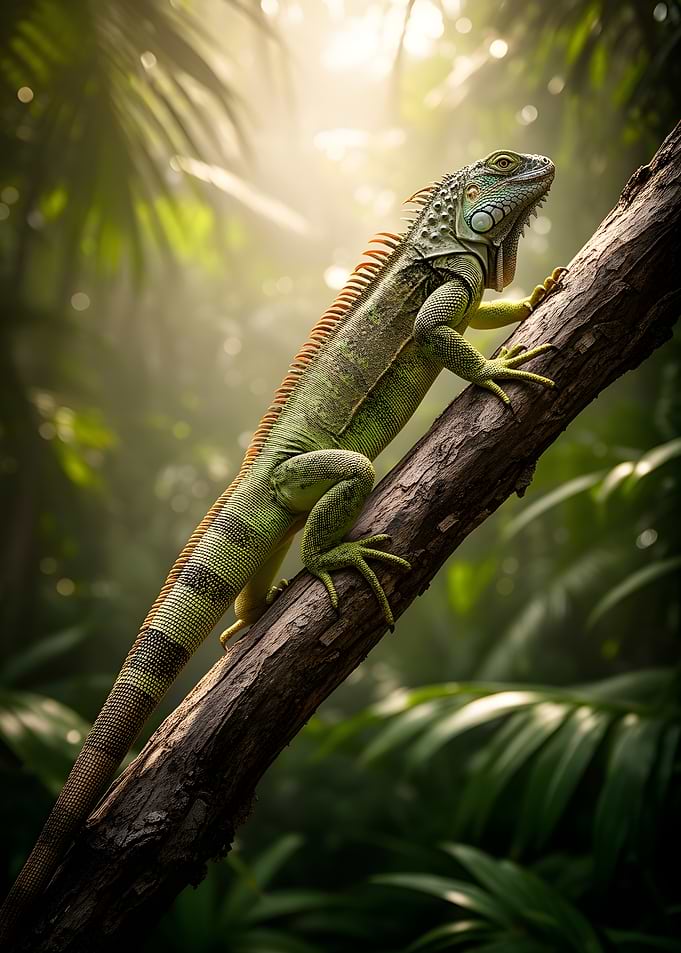 Green Iguana on a Branch