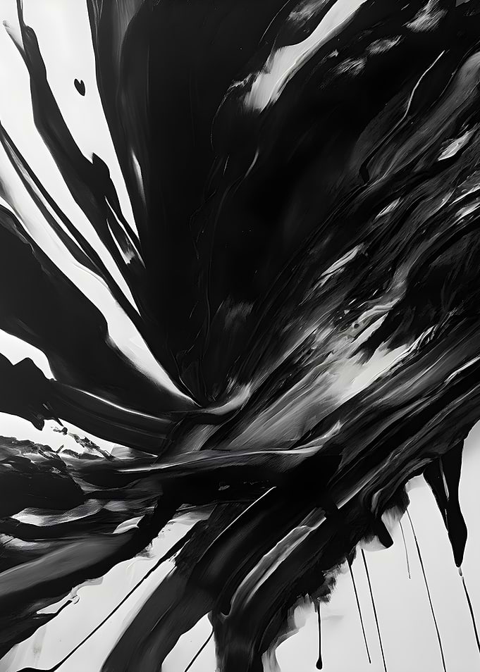 Abstract Black and White Paint Splatter