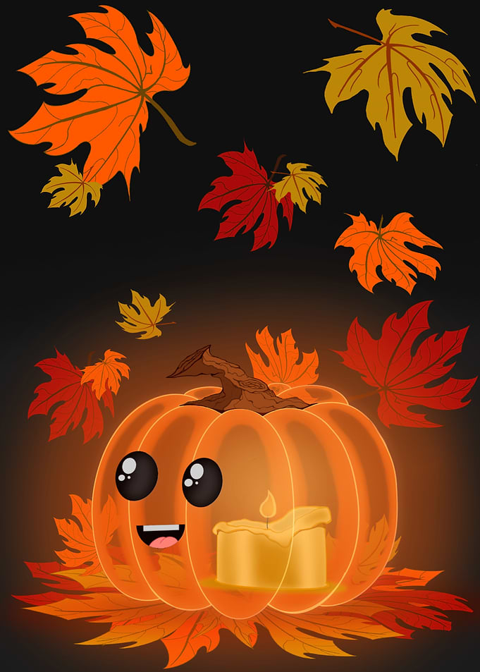 Cute Halloween Pumpkin with Candle