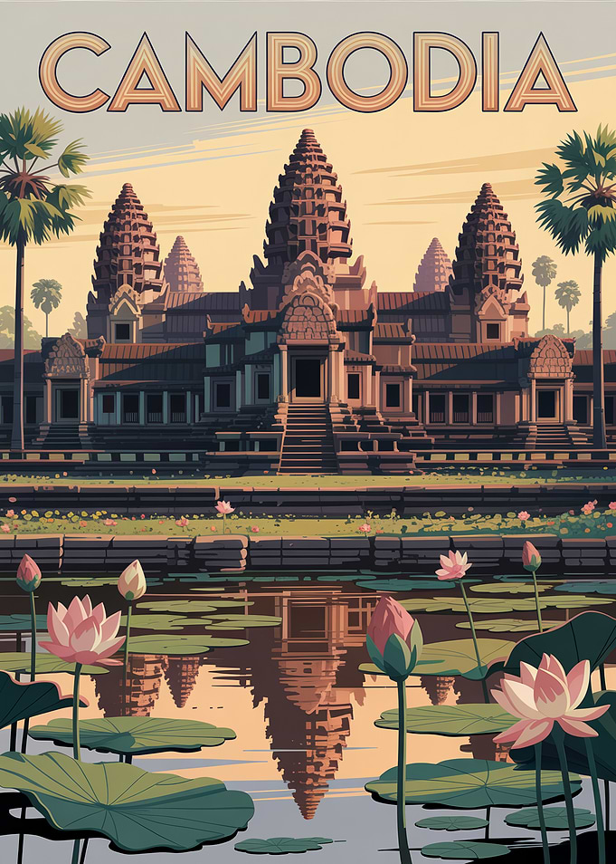 Angkor Wat Cambodia Travel Poster
