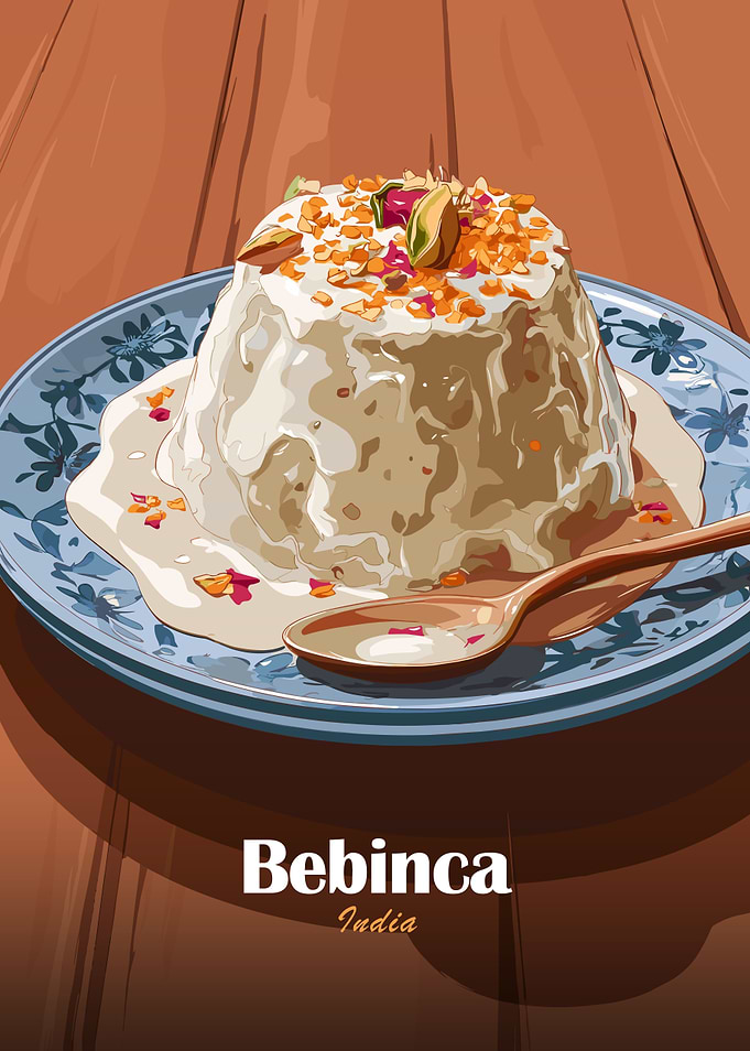 Bebinca dessert with spoon
