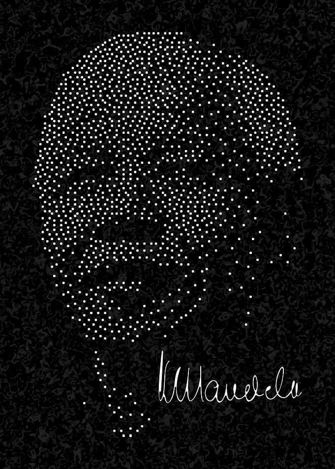 Nelson Mandela Portrait with Signature