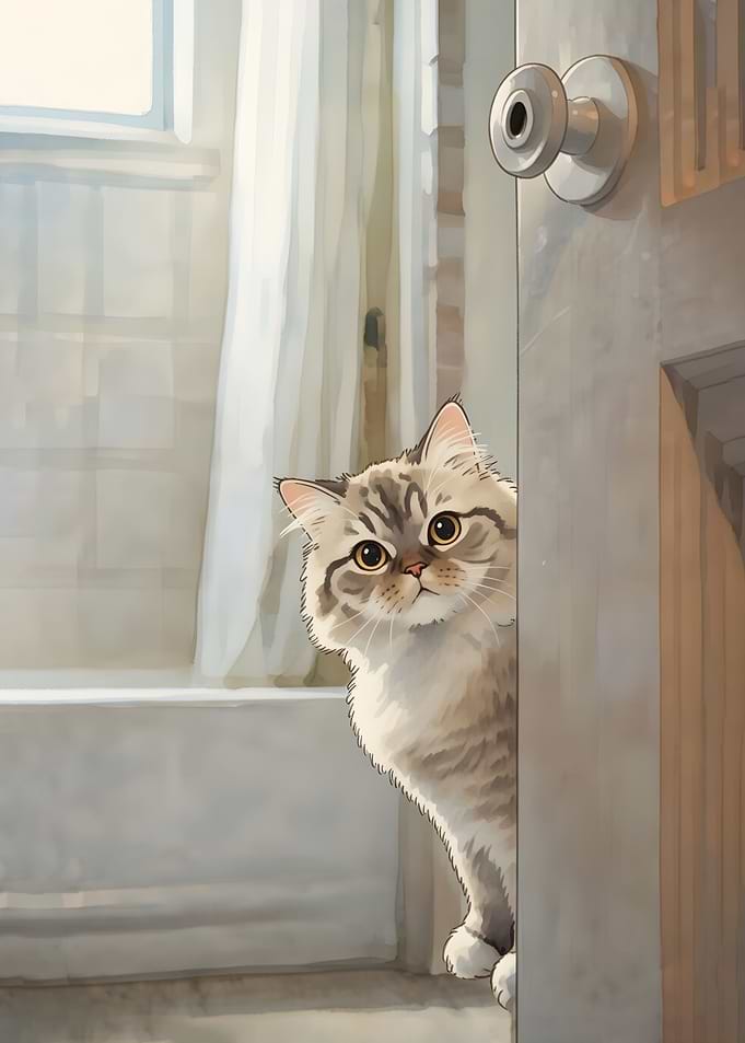 fat cat toilet welcome bathroom art