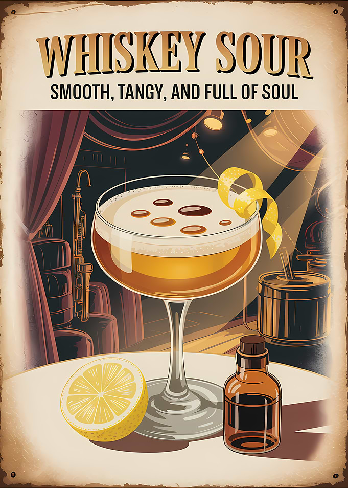 Whiskey Sour Cocktail Poster