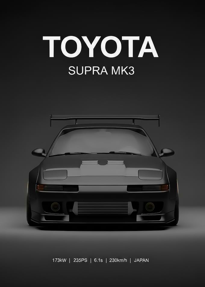 black sport Toyota Supra MK3 Poster