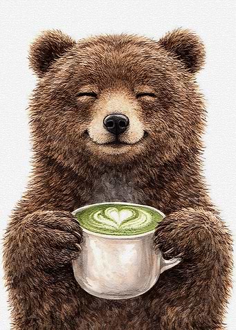Happy Bear with Matcha Latte