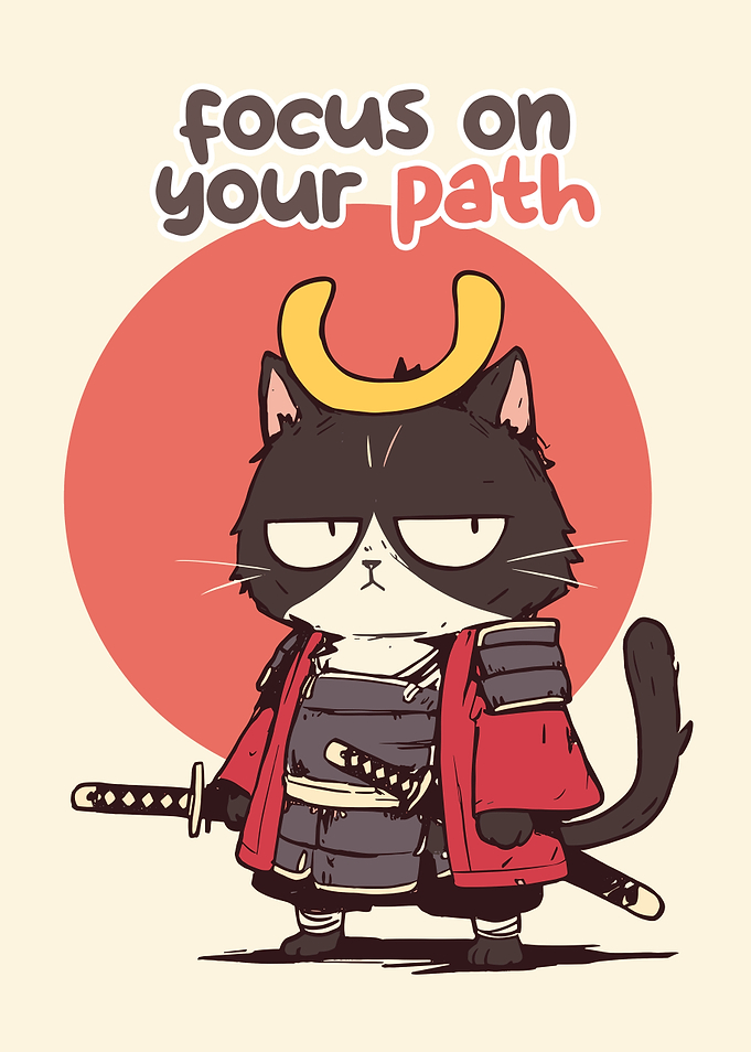 Samurai Cat with Inspirational Text