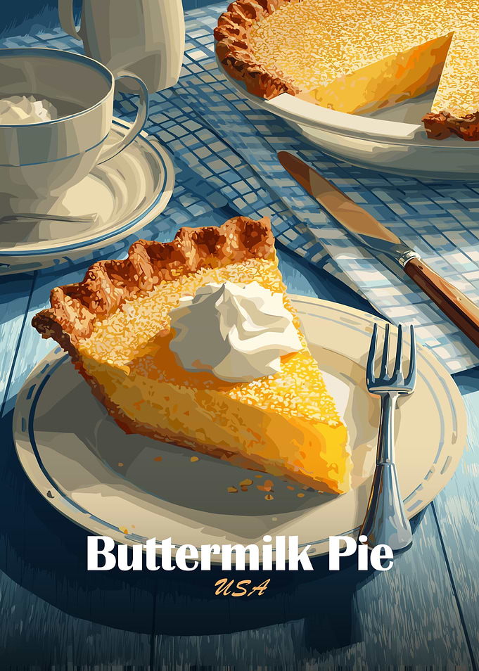 Buttermilk Pie Slice with Whipped Cream