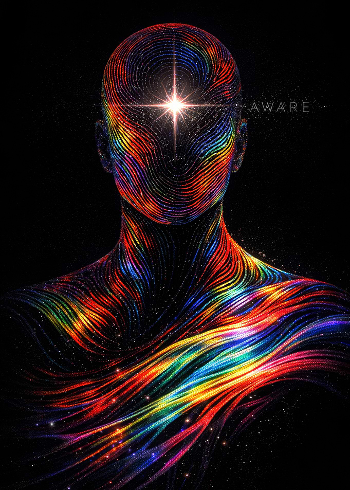 Rainbow Human Form with Star
