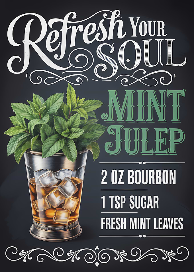 Mint Julep Recipe Chalkboard Art
