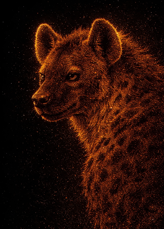 Hyena Portrait with Fiery Effect