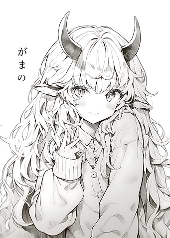 Cute Anime Girl with Horns