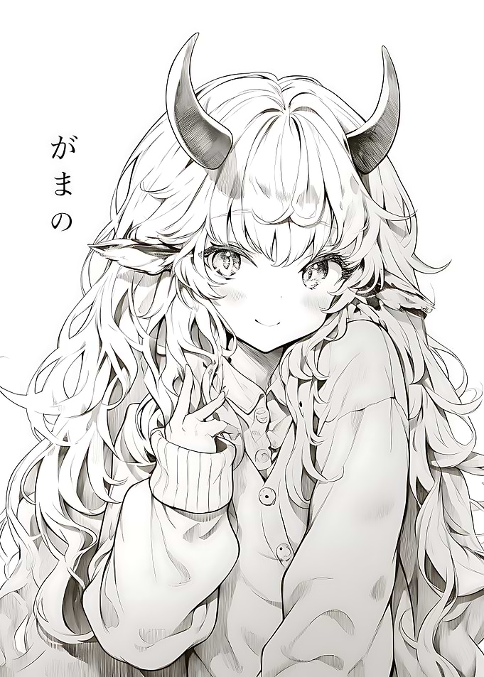 Cute Anime Girl with Horns