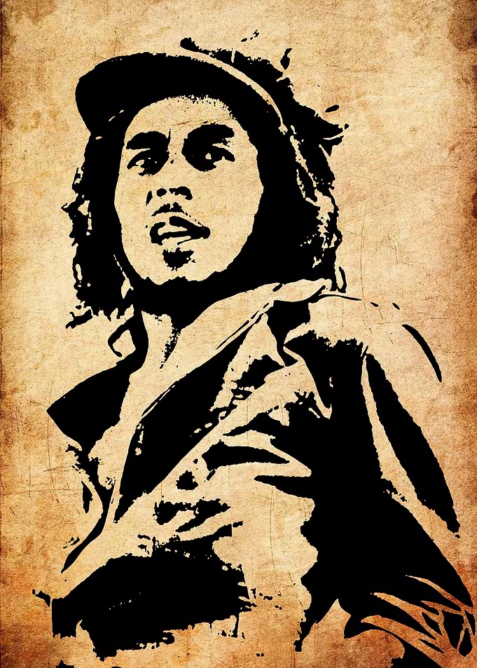 Bob Marley stencil portrait