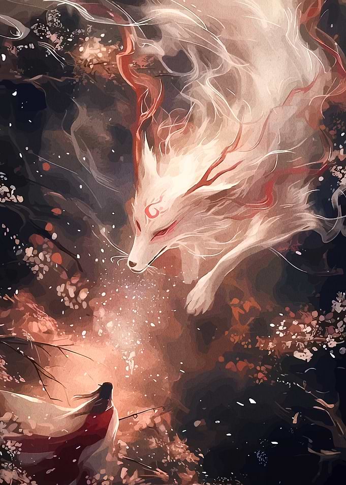 Mythical Fox Spirit and Human