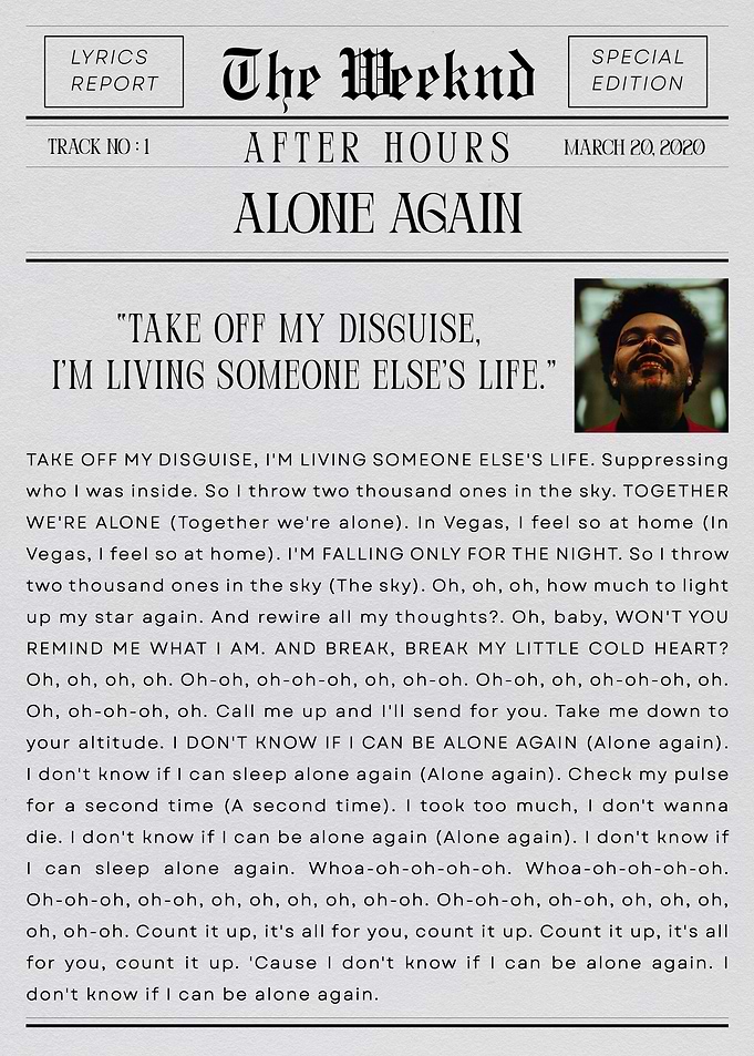 The Weeknd Alone Again