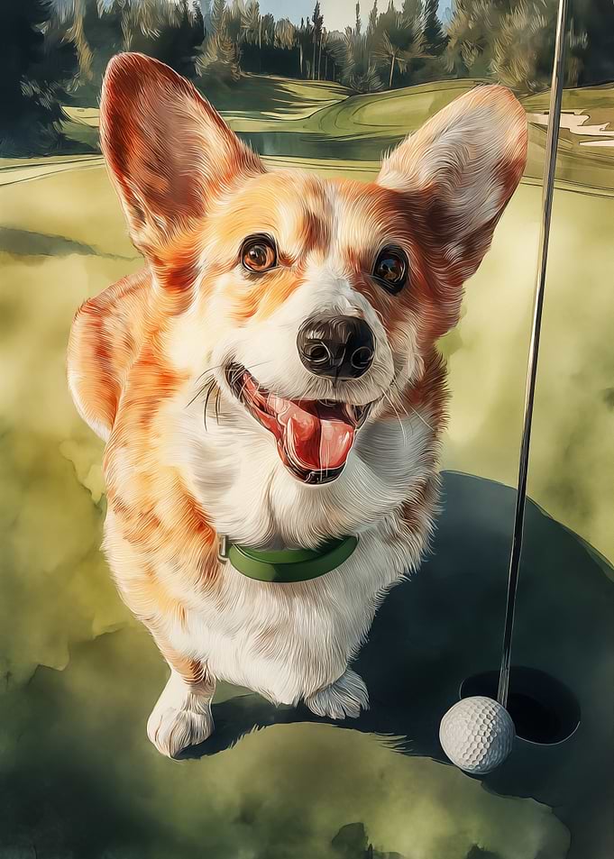Corgi on a Golf Course