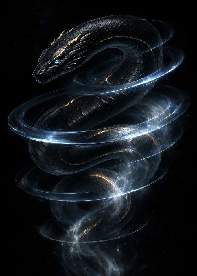 Mystical Black Serpent with Blue Eyes