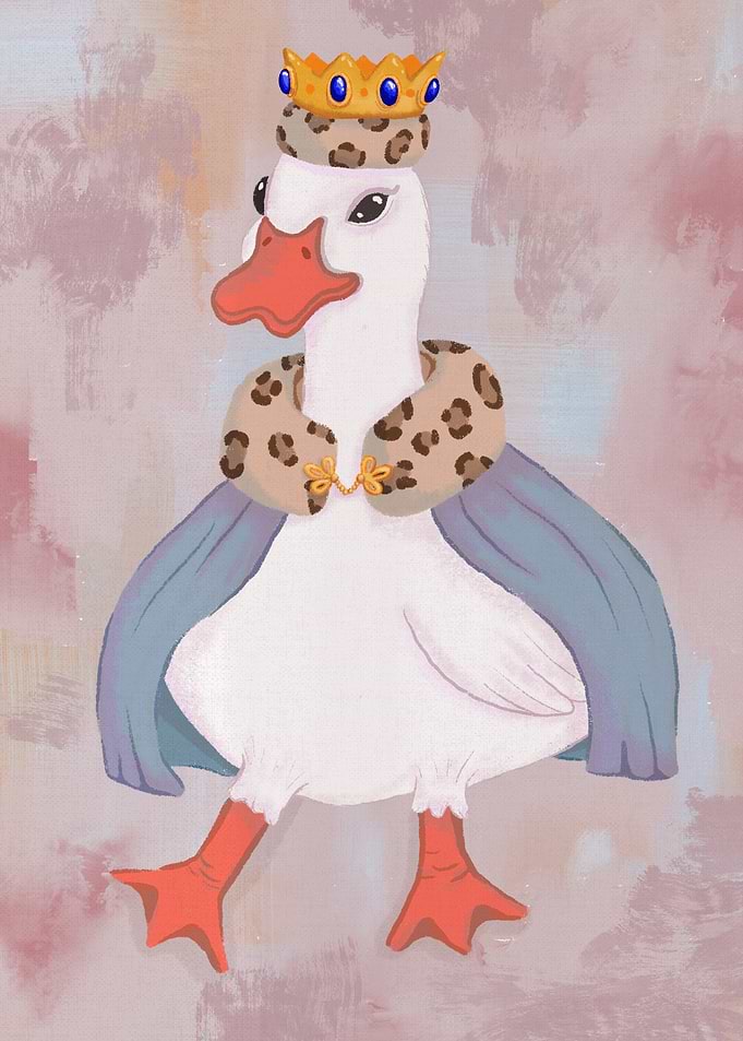 Regal Goose Wearing a Crown