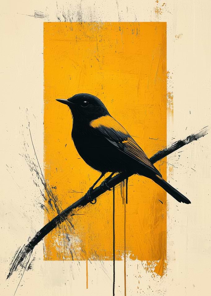 Black bird on a branch