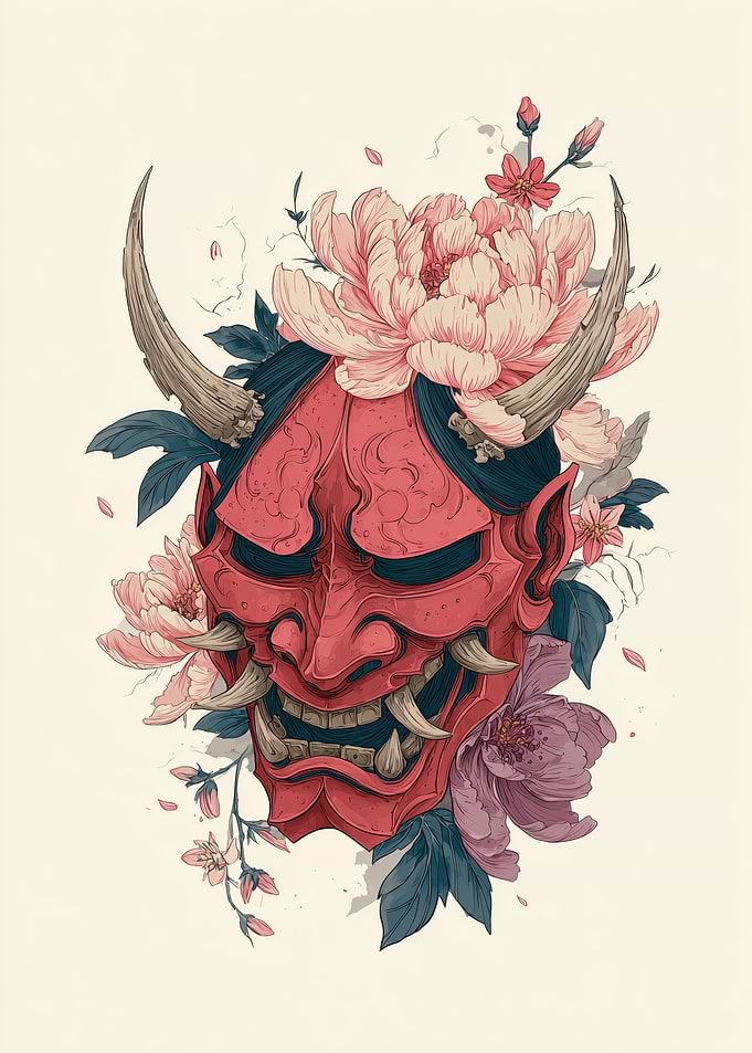 Oni Mask with Flowers