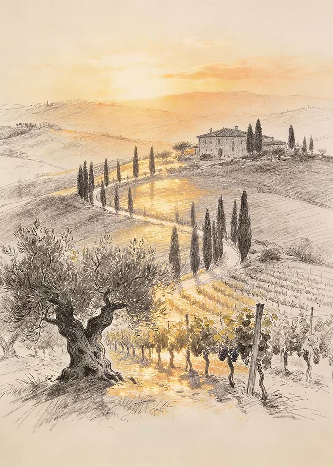 Tuscan Villa at Sunset