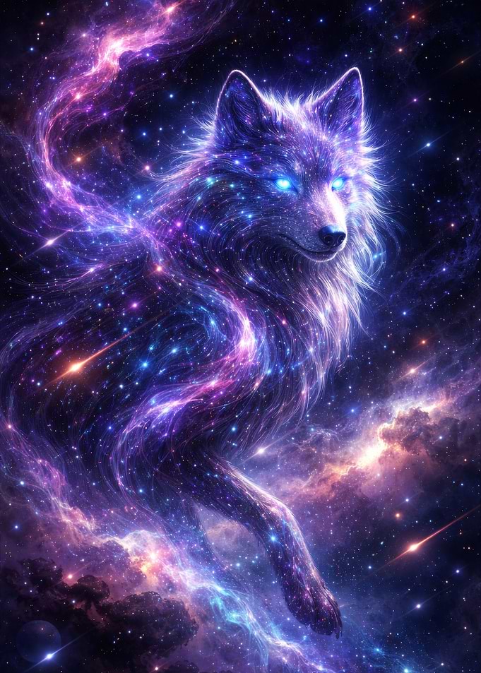 Cosmic Wolf in Nebula