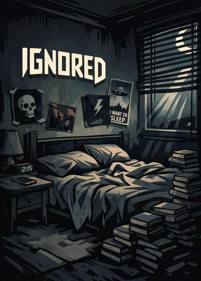Ignored Room with Moonlit Window