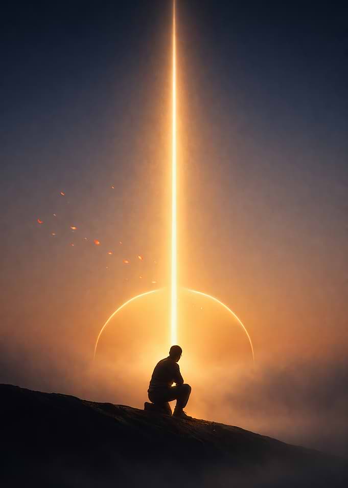 Man watches celestial beam