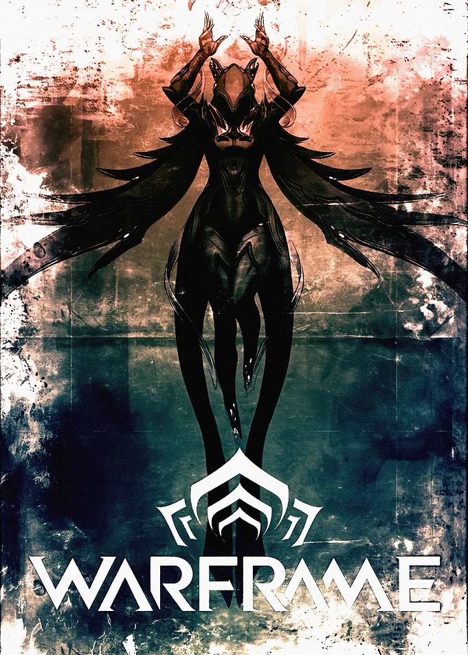 Warframe Poster with Dark Figure
