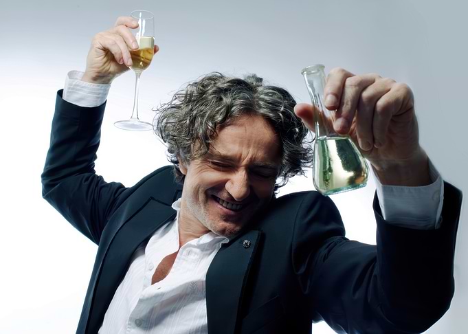 goran bregovic celebrating with drinks