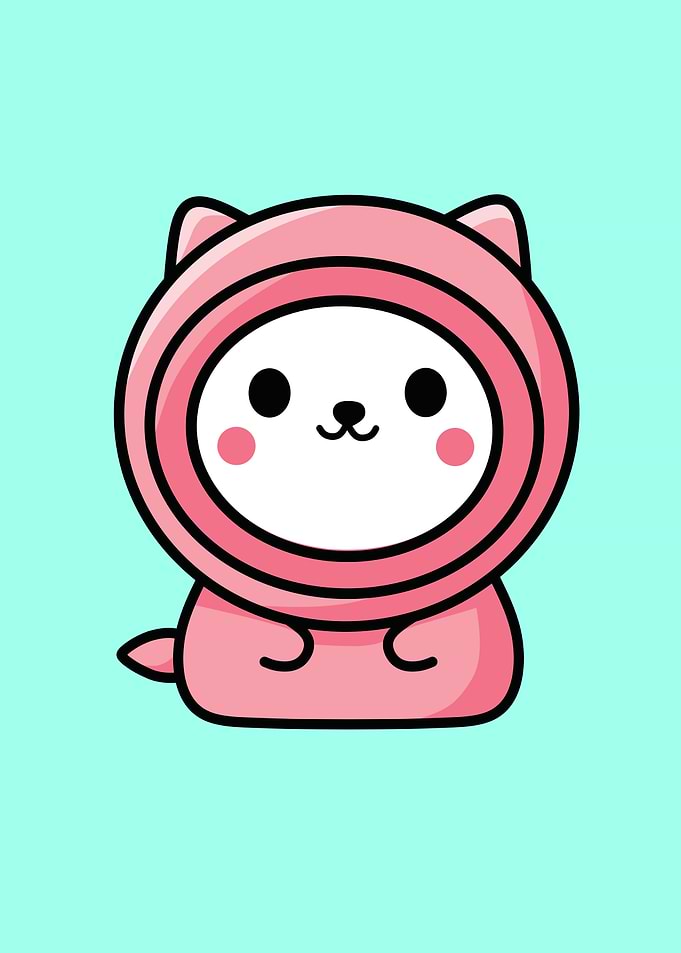 Cute Pink Cat Character
