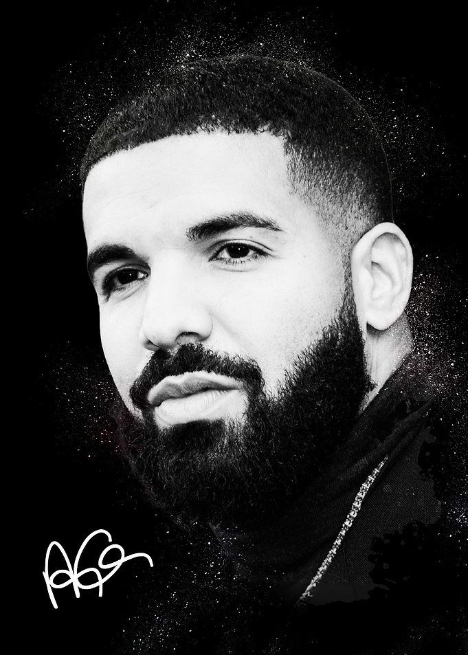 Drake Black and White Portrait