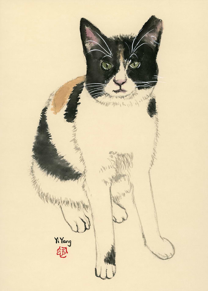Calico Cat Painting with Signature