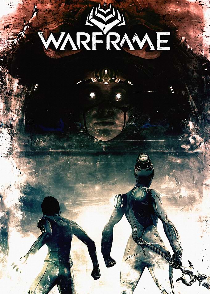 Warframe Poster with Figures and Giant Head