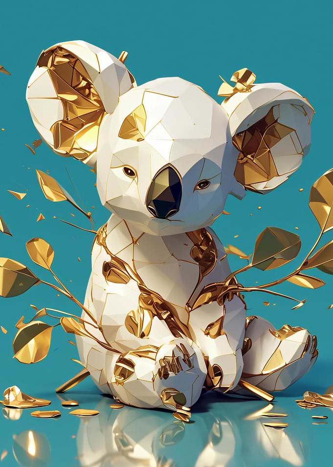 Geometric Gold and White Koala