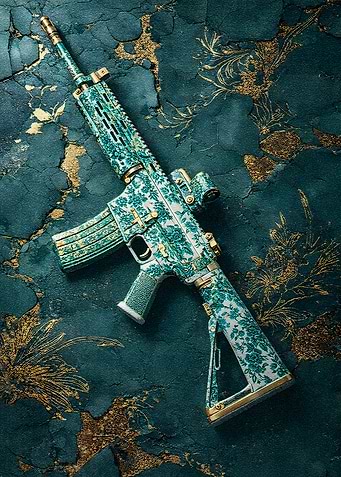 Ornate AR-15 Rifle with Floral Pattern