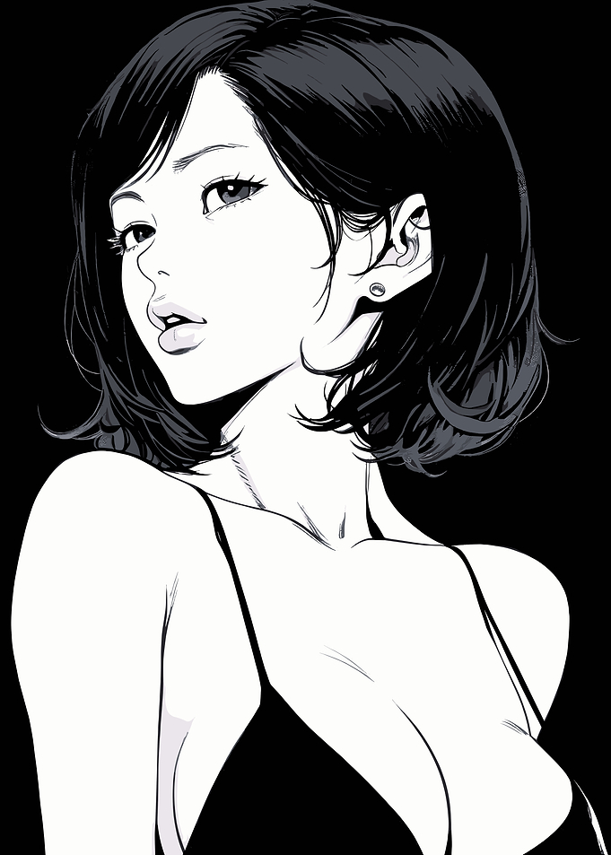 Anime Girl in Black Dress