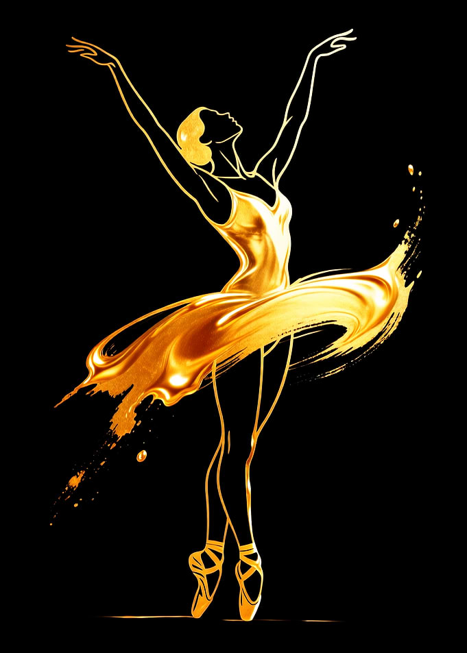 Gold Liquid Ballerina Dance Splash