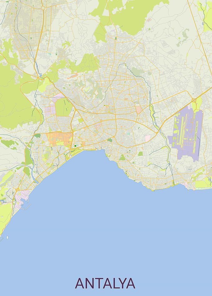 Map of Antalya, Turkey